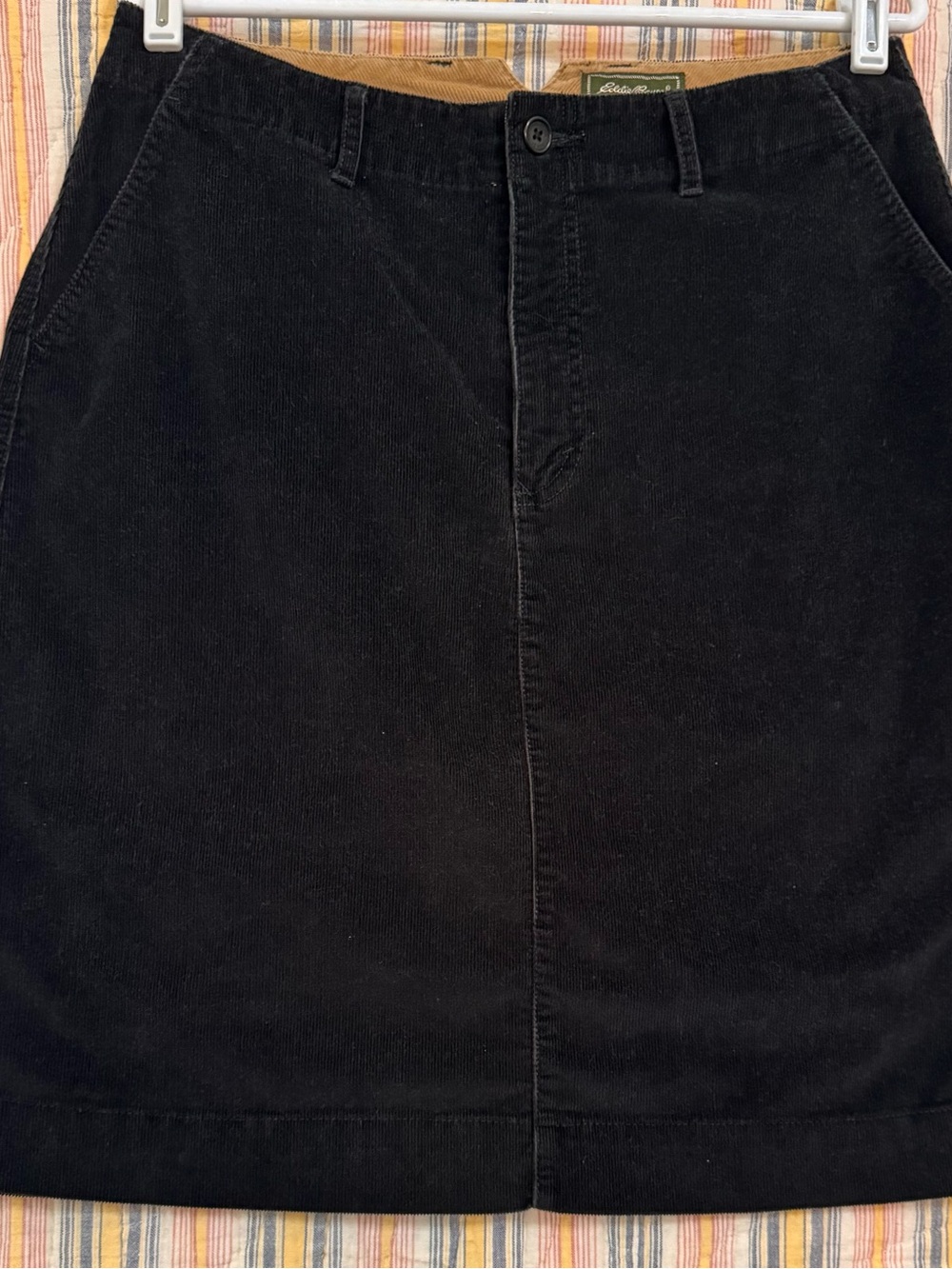 VTG Eddie Bauer Black Corduroy Mini Pencil Skirt Sz 12